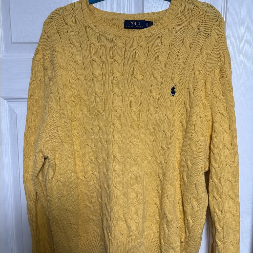 Ralph Lauren Yellow Cable Knit Crewneck Sweater